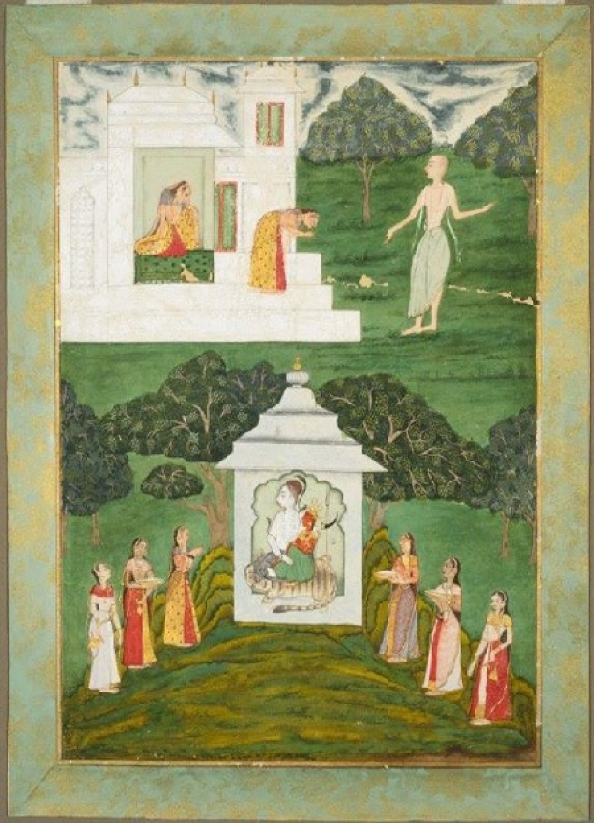 Индийская картина XVIII века "Поклонение Шиве"